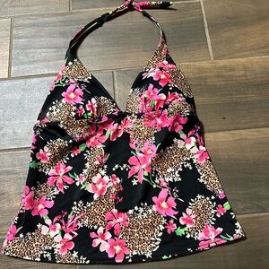 Victoria's Secret Pink Floral and Leopard Bikini Top
